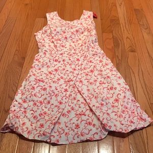 Pink floral tulip hem cotton summer dress